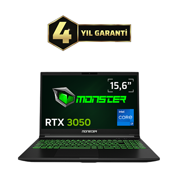 Monster Abra A5 V20.6.1 Intel Core i7 13620H 16 GB RAM 1 TB SSD 4 GB RTX 3050 Windows 11 15,6