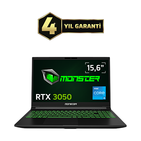 Monster Abra A5 V20.5.7 Intel Core i5 13420H 8 GB RAM 500 GB SSD 4 GB RTX 3050 Windows 11 15,6