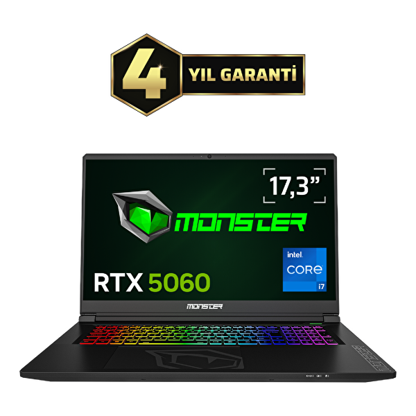 Monster Tulpar T7 V26.2.2 Intel Core i7 13620H 32 GB RAM 1 TB SSD 8 GB RTX 5060 Freedos 17,3