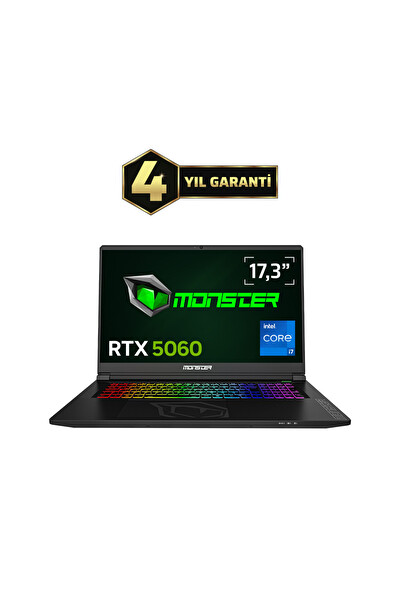 Monster Tulpar T7 V26.2.2 Intel Core i7 13620H 32 GB RAM 1 TB SSD 8 GB RTX 5060 FreeDOS 17,3