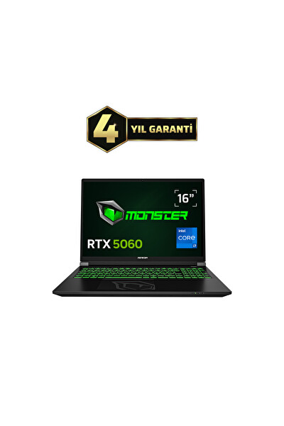 Monster Tulpar T6 V3.3 Intel Core i7 13700HX 16 GB RAM 500 GB SSD 8 GB RTX 5060 FreeDOS 16