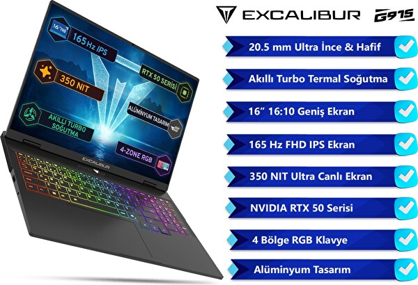 Casper Excalibur G915 i7-13620H 32GB 500GB 8GB RTX5070 165HZ 16
