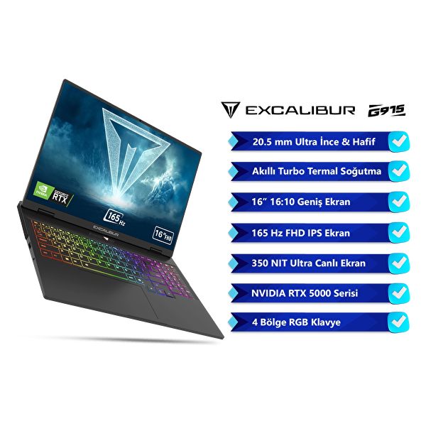 Casper Excalibur G915 i7-13620H 64GB 1TB 8GB RTX5060 165HZ 16