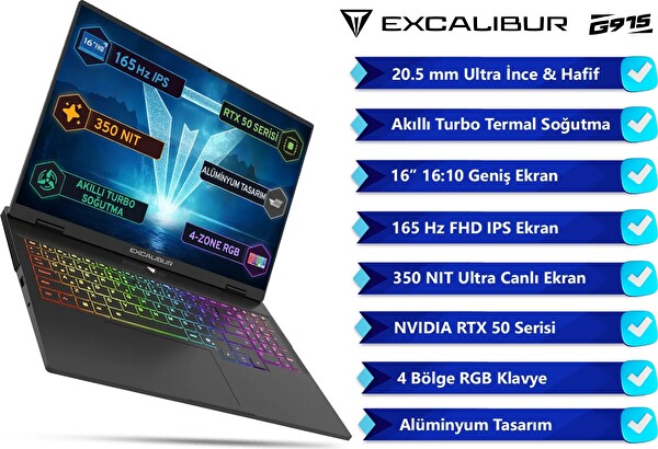 Casper Excalibur G915 i7-13620H 64GB 1TB 8GB RTX5060 165HZ 16