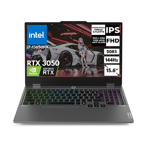 LOQ 15IRX9 Intel Core i7-13650HX 24 GB DDR5 RAM 512 GB SSD RTX3050 15.6" W11 Home Gaming Notebook 83DV011ATRAT37