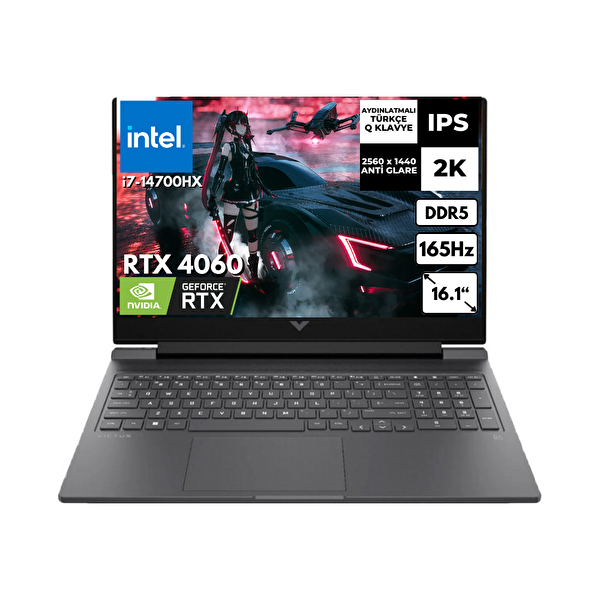 Victus 16-R1088NT Intel Core i7-14700HX 24 GB RAM 512 GB SSD RTX4060 16.1" QHD FreeDOS Gaming Laptop B8SG7EAAT7