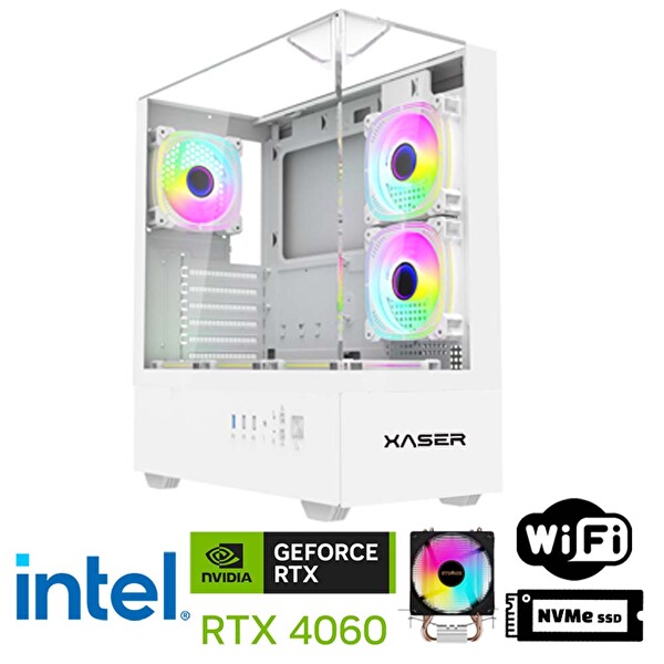 Xaser XSR1105 Intel Core i7-14700F 32 GB DDR5 RAM 1 TB M.2 NVMe SSD 8 GB RTX4060 Beyaz FreeDOS Masaüstü Oyun Bilgisayarı