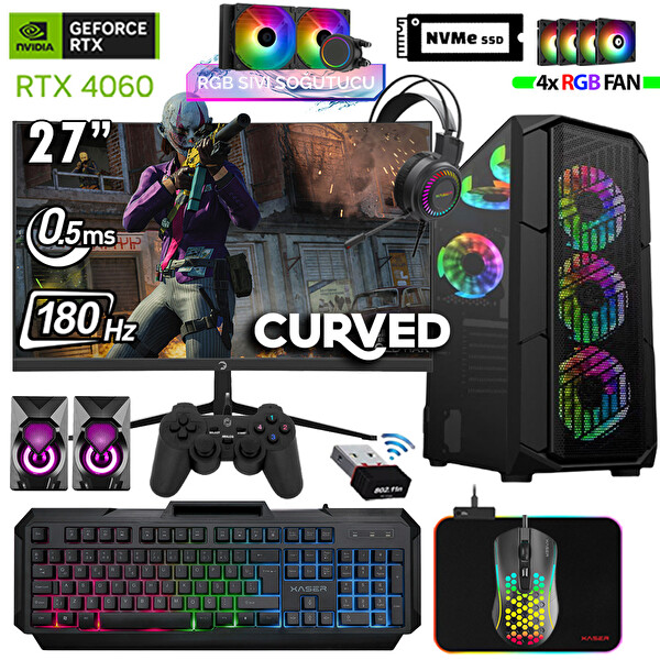 Xaser Thunder x670 AMD Ryzen 7 5700x 32 GB RAM 1 TB M.2 NVMe SSD 8 GB RTX4060 27