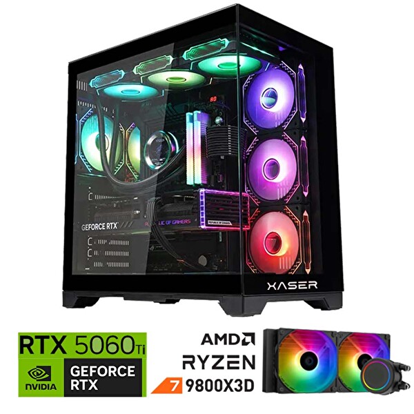 Xaser Lexus x520 AMD Ryzen 7 9800X3D 16 GB DDR5 RAM 2 TB M.2 NVMe SSD 8 GB RTX5060 Ti FreeDOS Masaüstü Oyun Bilgisayarı