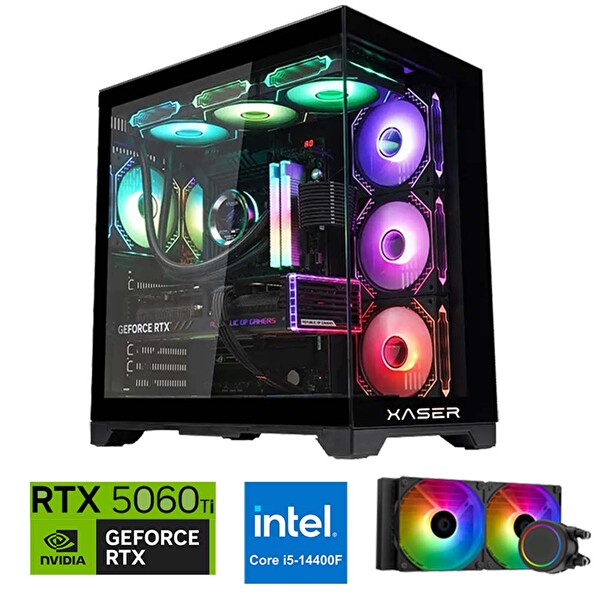 Xaser Lexus x300 Intel Core i5-14400F 16 GB DDR5 RAM 1 TB M.2 NVMe SSD 8 GB RTX5060 Ti FreeDOS Masaüstü Oyun Bilgisayarı