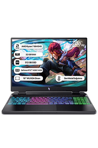 Acer Nitro 16 AN16-42 AMD Ryzen 7 8845HS 32 GB RAM 512 GB SSD RTX4060 FreeDOS 16