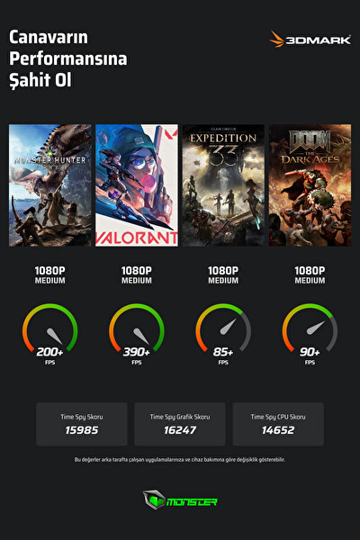 Monster Tulpar T6 V3.7.5 Intel Core i9 13900HX 32GB RAM 1TB SSD 12GB RTX 5070 Ti Windows 11 Home 16