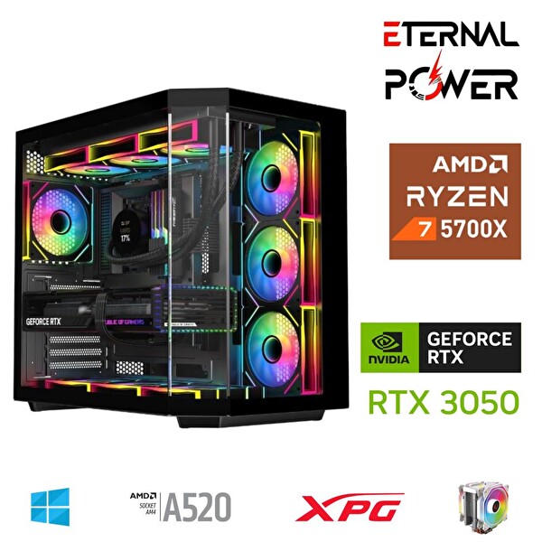 Eternal Power Ryzen 7 5700X 32G DDR4 1 TB M.2 RTX3050 A520 A650W Oyun Bilgisayarı