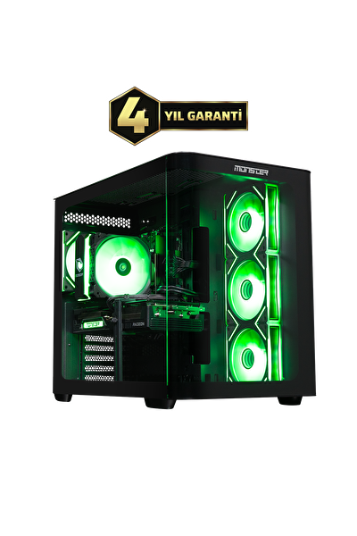 Tulpar TD3 V1.1.2 AMD Ryzen 5 7500F A620A Anakart 16GB 1TB RX9060 XT Freedos Masaüstü Oyun Bilgisayarı - Siyah