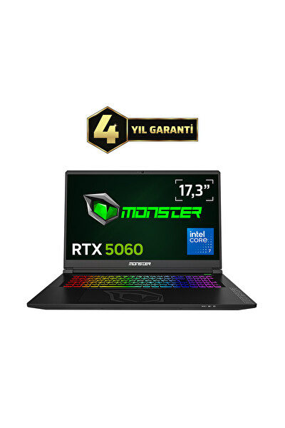 Monster Tulpar T7 V26.3.2 Intel Core 7 250H 32 GB RAM 1 TB SSD 8 GB RTX 5060 FreeDOS 17,3