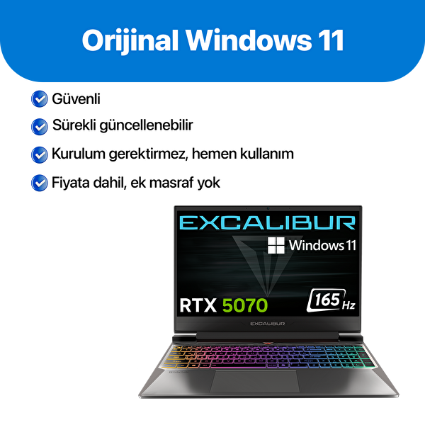 Casper Excalibur G870 i7-13620H 32 GB 500GB RTX5070 165HZ 15.6