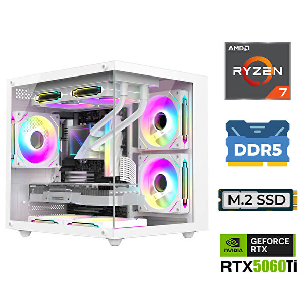 Xaser Elite X130 Ryzen 7 7800X3D 16 GB RAM DDR5 1 TB SSD M.2 Nvme 16 GB RTX5060Ti Sıvı Soğutmalı FreeDOS Oyuncu Bilgisayarı