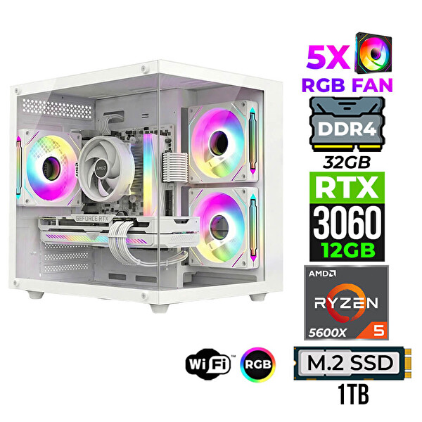 Xaser Mage x80 Ryzen 5 5600x 32 GB RAM 1 TB SSD M.2 Nvme 12GB RTX3060 FreeDOS Oyuncu Bilgisayarı