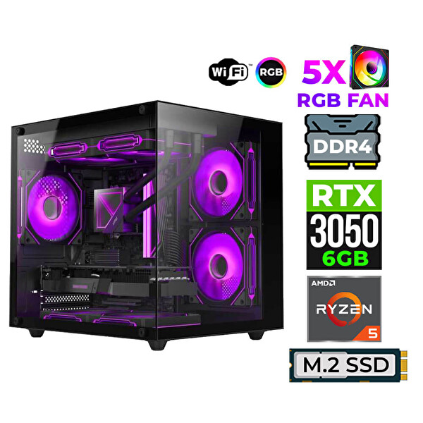 Xaser Astra X50 Ryzen 5 5600X 32 GB RAM 1 TB SSD M.2 Nvme RTX3050 FreeDOS Oyuncu Bilgisayarı
