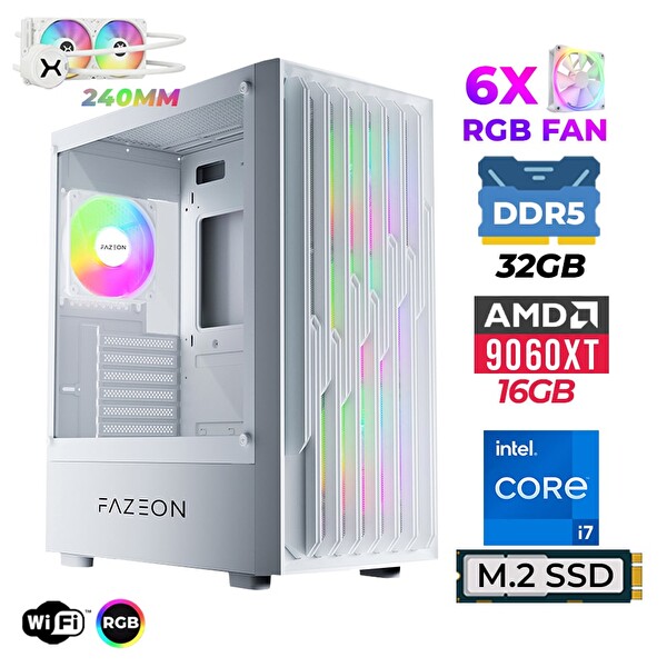 Xaser Astra X780 i7 14700F 32GB DDR5 Ram 1TB M.2 NVMe SSD 16GB RX9060 XT Sıvı Soğutmalı Oyuncu Tavsiye Sistem