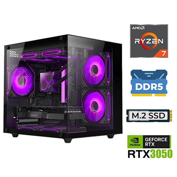 Xaser Elite X30 Ryzen 7 7800X3D 16GB DDR5 Ram 1TB M.2 NVMe SSD RTX3050 Sıvı Soğutmalı Oyuncu Tavsiye Sistem