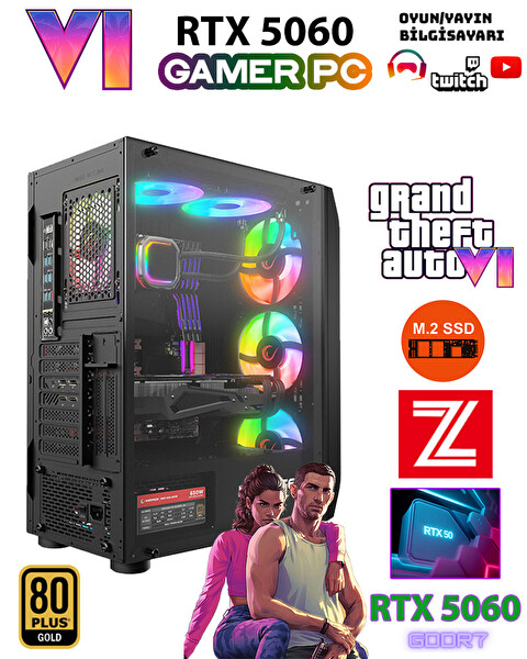 Zeiron GTA VI X5 ✔ Ryzen 5 7500F DDR5 32GB 5600MHZ RAM 1TB M.2 NVMe SSD 8GB GDDR7 RTX5060 Premium Gaming