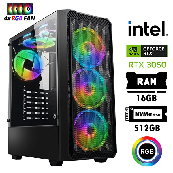 Xaser Nano X30 i3 13100F 16GB RAM 512GB M.2 Nvme SSD 6GB RTX3050 Oyuncu Hazır Tavsiye Sistem