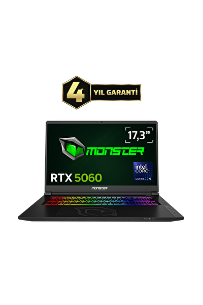 Monster Tulpar T7 V26.4.2 Intel Core Ultra 9 185H 32 GB RAM 1 TB SSD 8 GB RTX 5060 FreeDOS 17,3