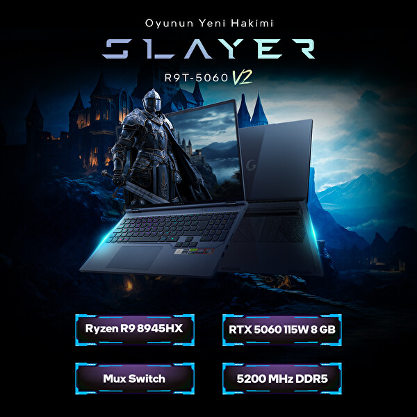Game Garaj Slayer R9T-5060 V2 C2 AMD Ryzen 9 8945HX 32GB RAM 2TB SSD RTX5060 16