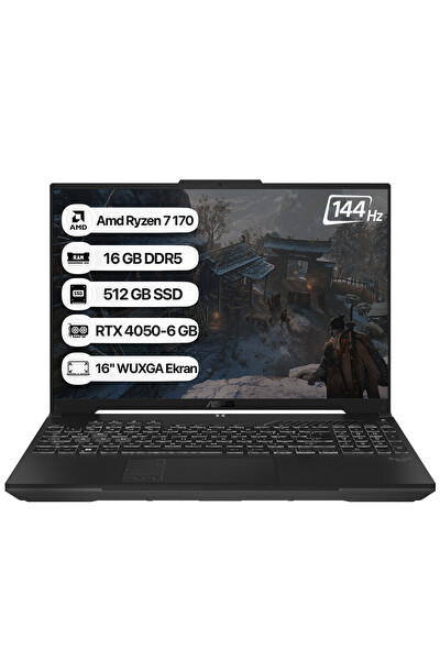 Asus TUF Gaming A16 FA607NUQ-RL014 AMD Ryzen 7 170 16GB 512GB SSD RTX4050-6GB Freedos 16