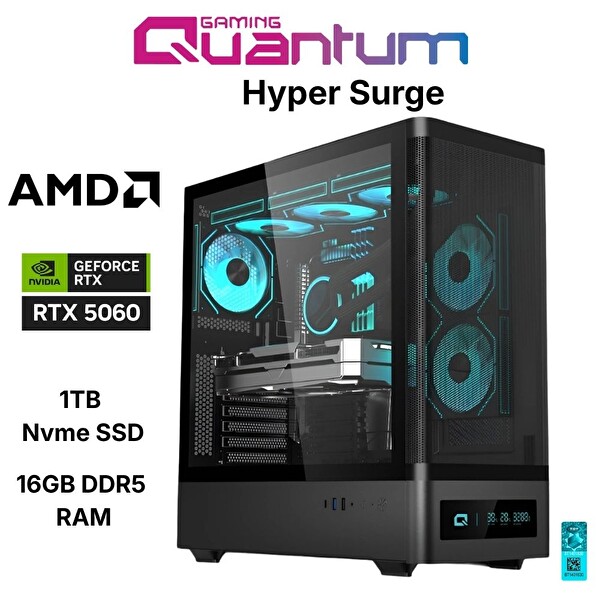 Quantum Gaming Hyper Surge Ryzen 5 7500F 16 GB DDR5 RAM 1 TB NVMe SSD 8 GB RTX5060 FreeDOS Masaüstü Oyun Bilgisayarı