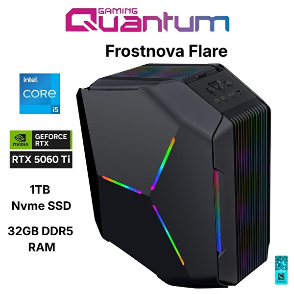 Quantum Gaming Frostnova Flare i5-14400F 32 GB DDR5 RAM 1 TB NVMe SSD 16 GB RTX5060Ti FreeDOS Masaüstü Oyun Bilgisayarı