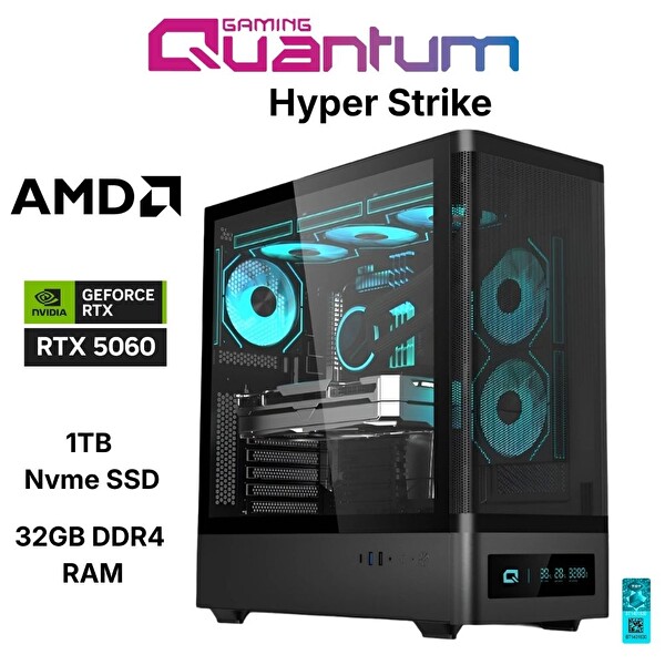 Quantum Gaming Hyper Strike Ryzen 7 5700X 32 GB DDR4 RAM 1 TB NVMe SSD 8 GB RTX5060 FreeDOS Masaüstü Oyun Bilgisayarı