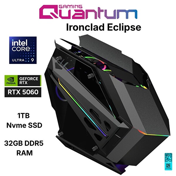 Quantum Gaming Ironclad Eclipse Ultra 9 285K 32 GB DDR5 RAM 1 TB NVMe SSD 8 GB RTX5060 FreeDOS Masaüstü Oyun Bilgisayarı