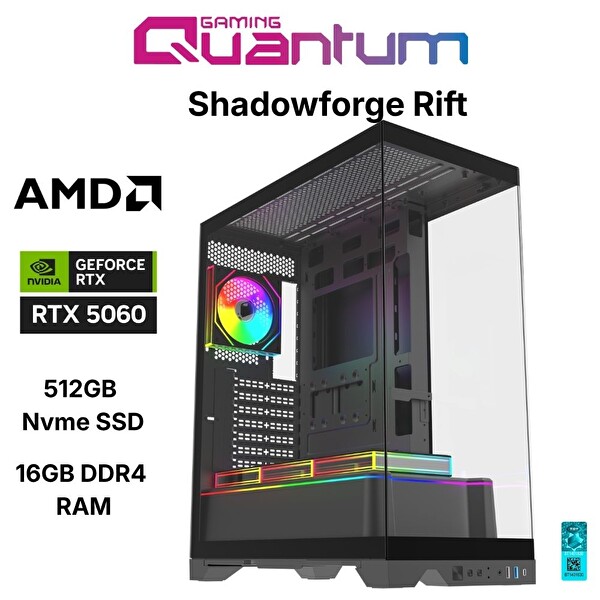 Quantum Gaming Shadowforge Rift Ryzen 7 5700X 16 GB DDR4 RAM 512 GB NVMe SSD 8 GB RTX5060 FreeDOS Masaüstü Oyun Bilgisayarı