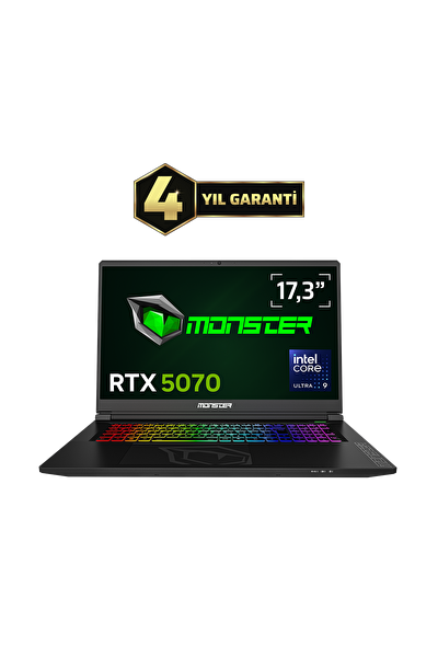 Monster Tulpar T7 V26.5.1 Intel Core Ultra 9 185H 16GB RAM 1TB SSD 8GB RTX 5070 Windows 11 Home 17,3