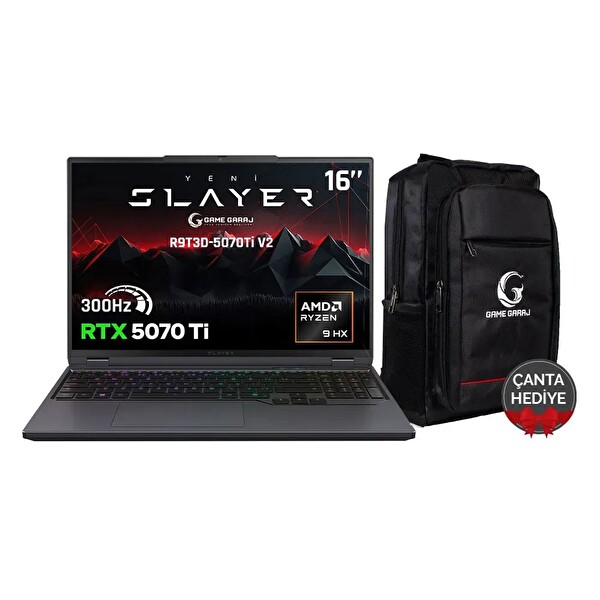 Game Garaj Slayer R9T3D-5070Ti V2 C5 AMD Ryzen 9 9955HX3D 32GB RAM 2TB SSD RTX5070Ti 16