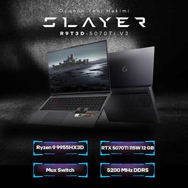 Game Garaj Slayer R9T3D-5070Ti V2 C3 AMD Ryzen 9 9955HX3D 16