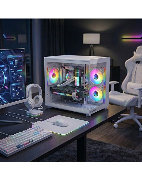 Zeiron Mini X50 AMD Ryzen 5 7500F-MSI A620M-B/ Geforce RTX 5060 X2 ICE/512GB M.2/16GB DDR5 Beyaz-Oem Oyuncu Paket