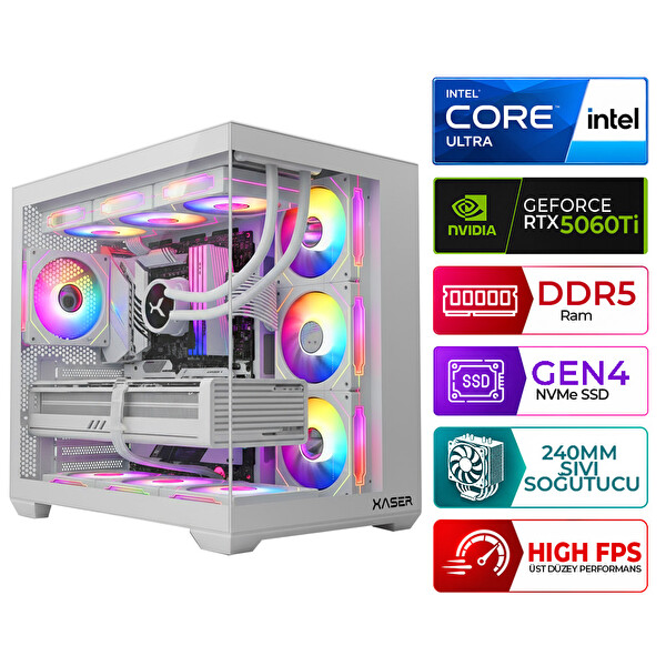 Xaser Kratos X170 Intel Core Ultra 5 225F 16 GB DDR5 RAM 1 TB M.2 NVMe SSD 16 GB RTX5060Ti FreeDOS Masaüstü Oyun Bilgisayarı