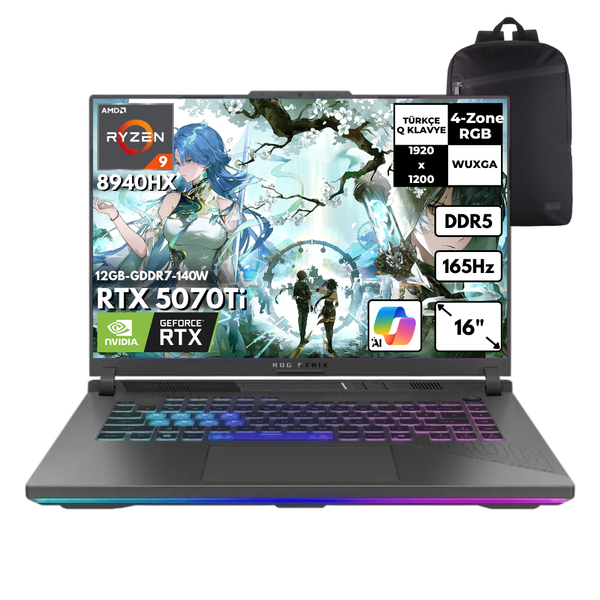 Asus ROG Strix G16 Ryzen 9-8940HX 32 GB DDR5 RAM 4 TB SSD RTX5070Ti 16