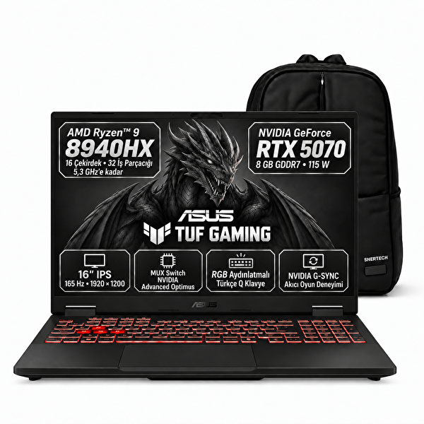 Asus TUF Gaming A16 FA608PP-RV156 S8 AMD Ryzen 9 8940HX 64 GB RAM 1 TB SSD 16