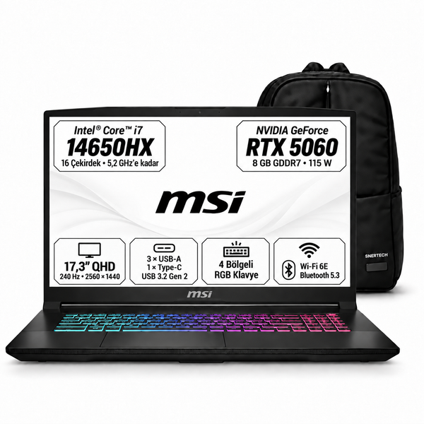 MSI Katana 17 HX B14WFK-257XTRS5 Intel Core i7-14650HX 32 GB RAM 1 TB SSD 17.3