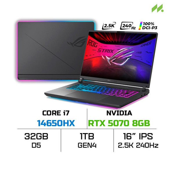 Asus ROG Strix G16 G615JPR-RV301 i7-14650HX 32GB 1TBSSD+1TBSSD RTX5070ti 16