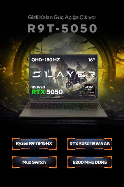 Game Garaj Slayer R9T-5050 C6 AMD Ryzen 9 7845HX 32 GB RAM 1 TB SSD RTX5050 16