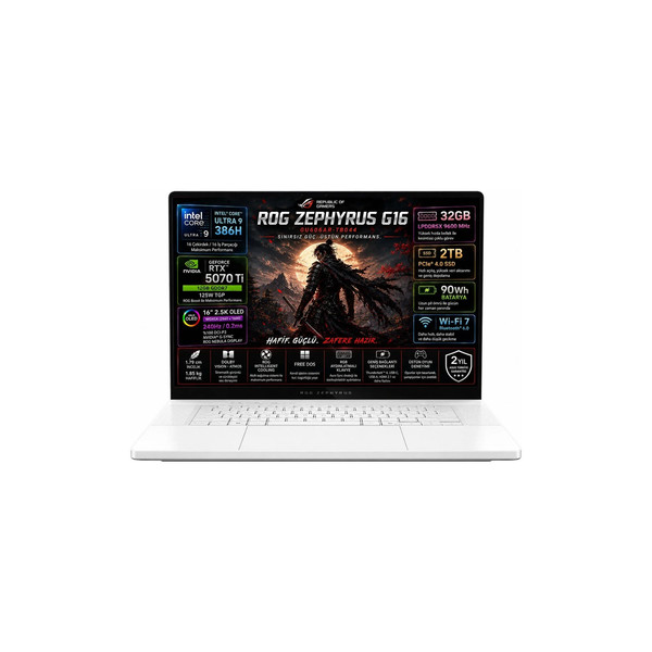 Asus ROG Zephyrus G16 GU606AR-TB047 Ultra9 386H 32 GB RAM 1 TB SSD - 1 TB SSD RTX5070Ti 16
