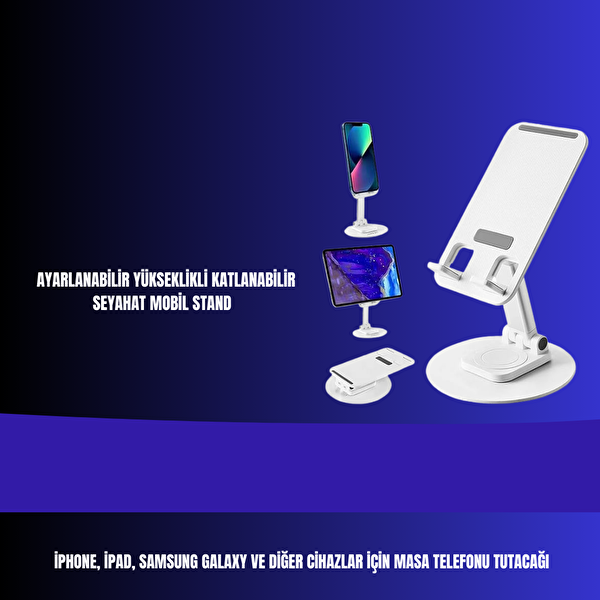 Cosmostech 360 Derecd Hareketli Dönen Katlanabilir Mobil Masaüstü Tablet Standı