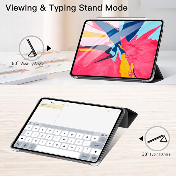 Microsonic Apple Ipad Pro 12.9'' 2018 (a1876-a2014-a1895-a1983) Smart Case Ve Arka Kılıf Pembe