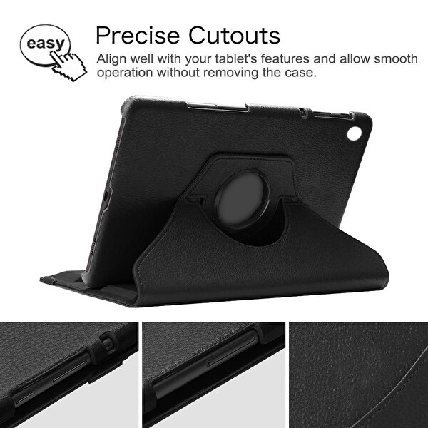 Microsonic Samsung Galaxy Tab A 10.1'' T510 Kılıf 360 Rotating Stand Deri Koyu Pembe