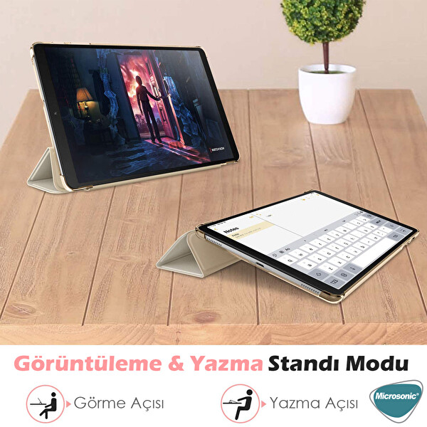 Microsonic Huawei Matepad T8 8'' Kılıf Slim Translucent Back Smart Cover Pembe